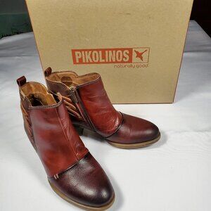 Pikolinos Banquerio Red Leather Booties - EU 38